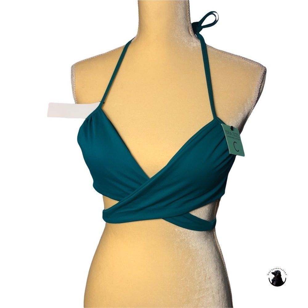 Sundazed Teal V-Neck Strappy Halter Neck Bikini Top Women’s Size 32C NWT